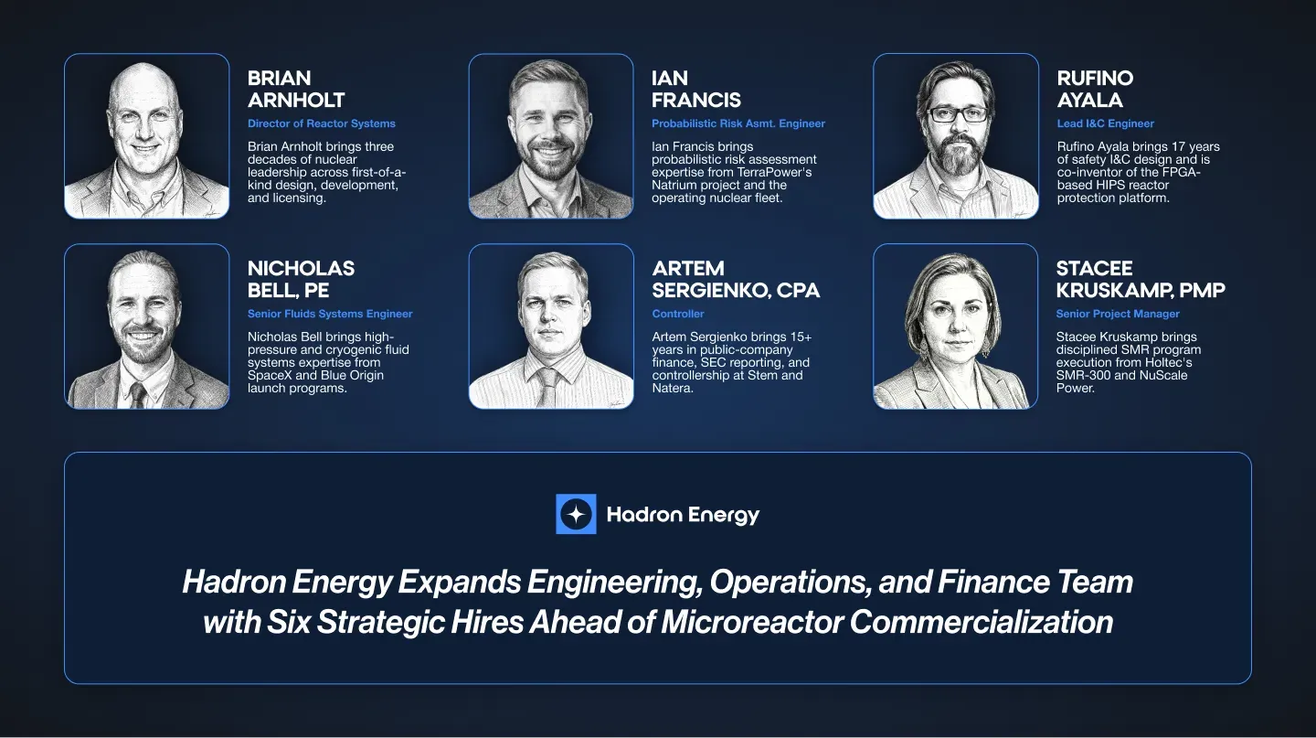 Hadron Energy Adds Six Executives Ahead of Halo Microreactor Rollout